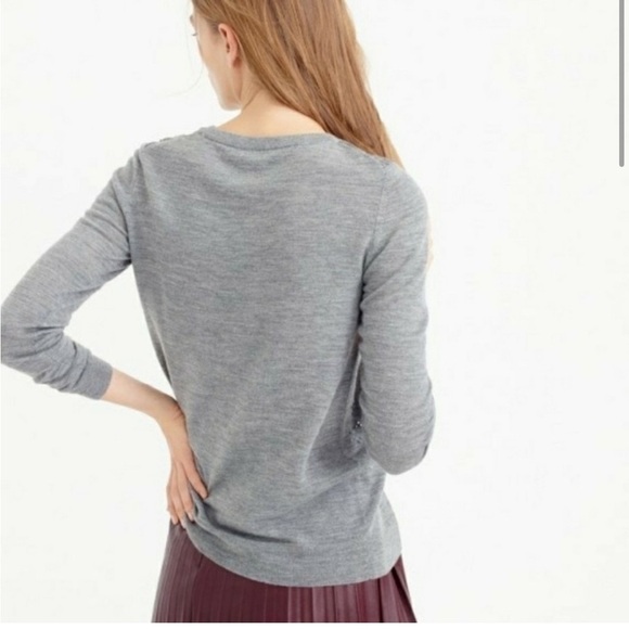 J. Crew Gray Glen Plaid Yoke Jeweled Sweater Wool Large - Picture 10 of 11
